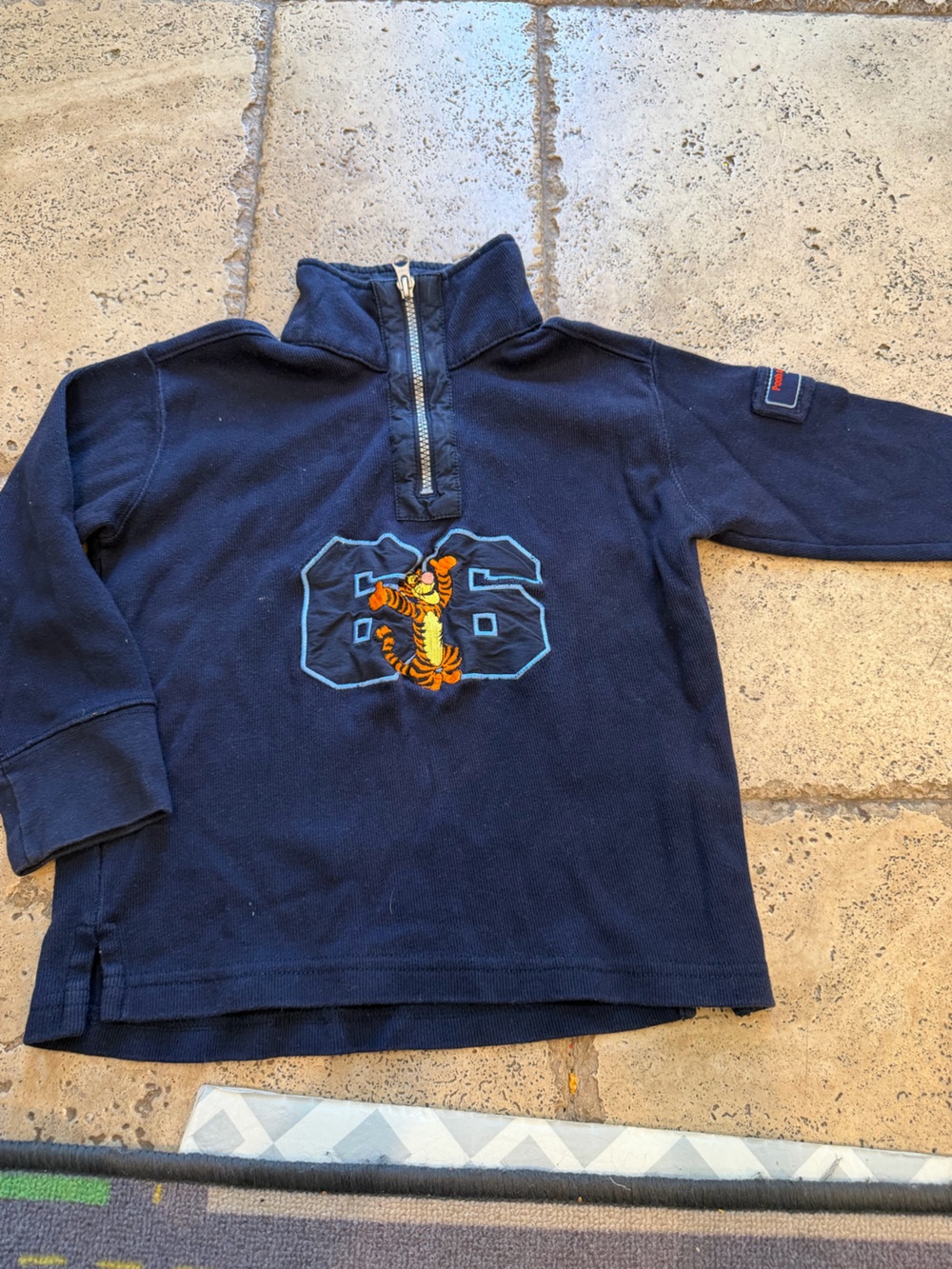 Vintage Disney Navy Kids Half-Zip Pullover with Tiger Patch